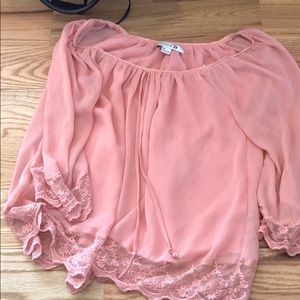 Peach lace blouse